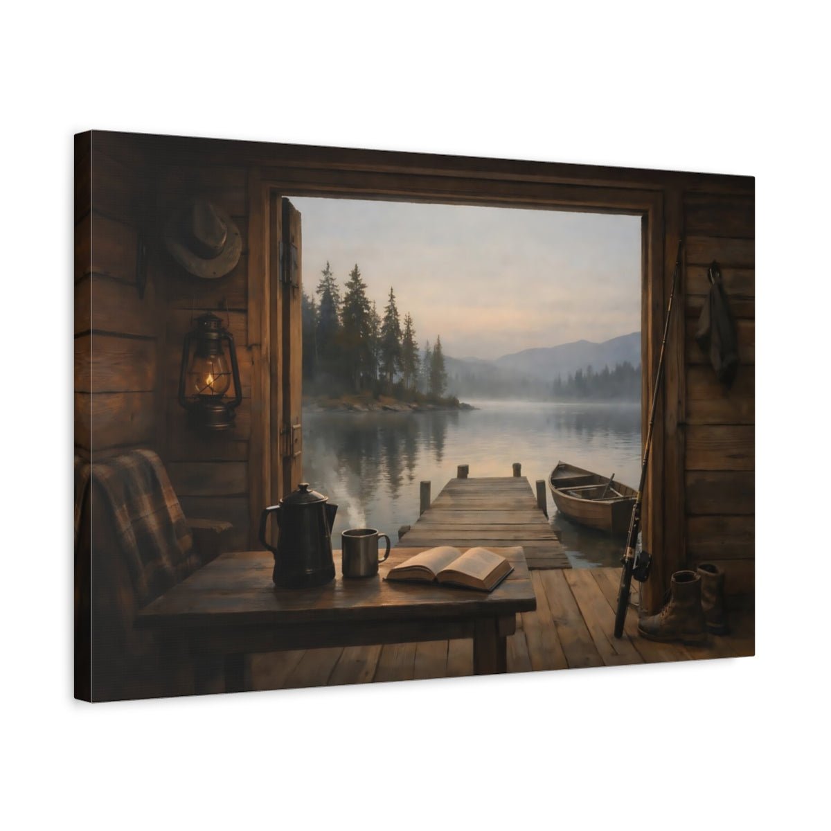 Nature Lake View Rustic - Canvas Wall Art Print - YesArtYes