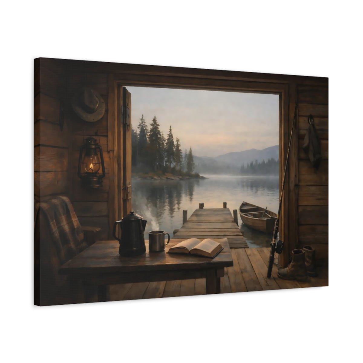 Nature Lake View Rustic - Canvas Wall Art Print - YesArtYes