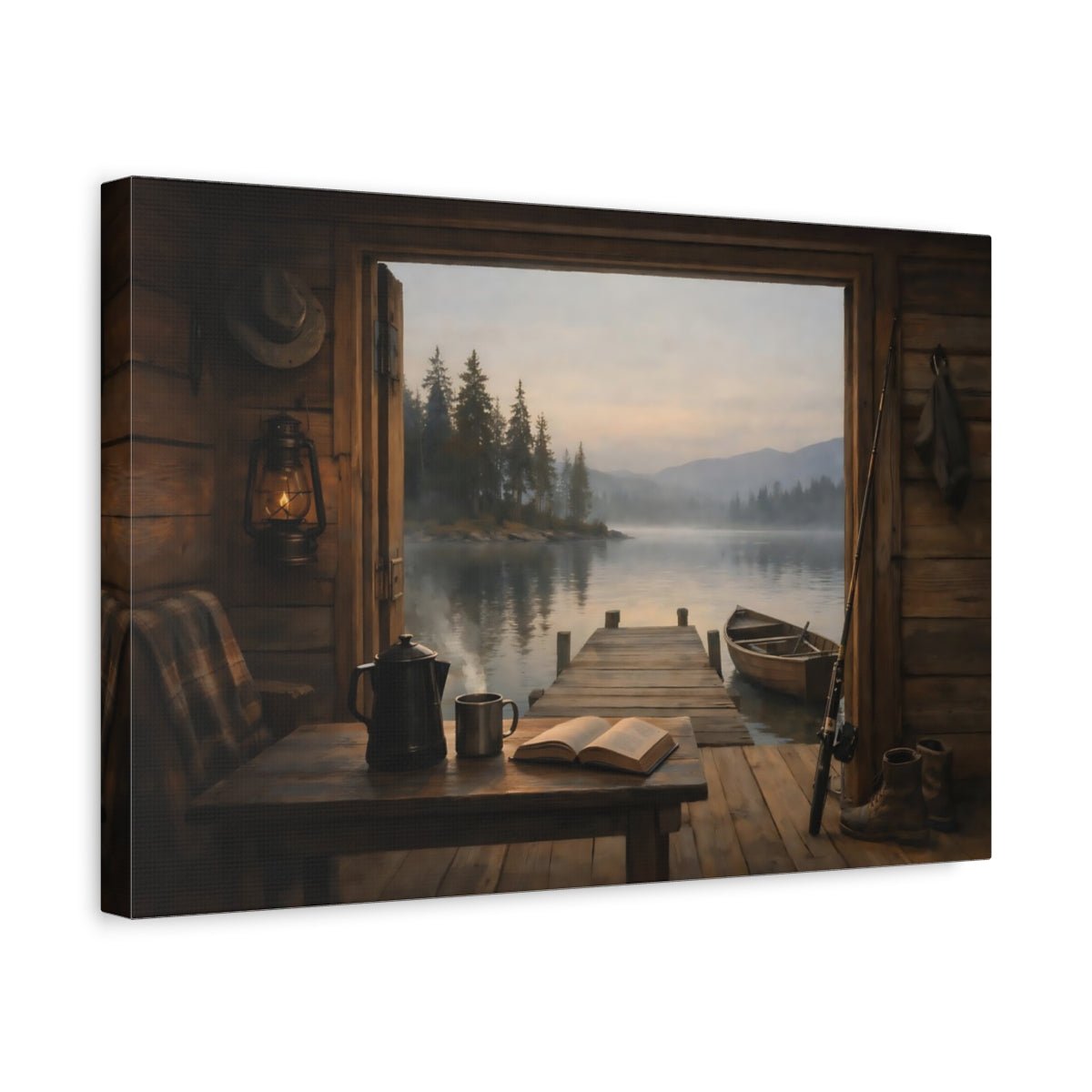 Nature Lake View Rustic - Canvas Wall Art Print - YesArtYes