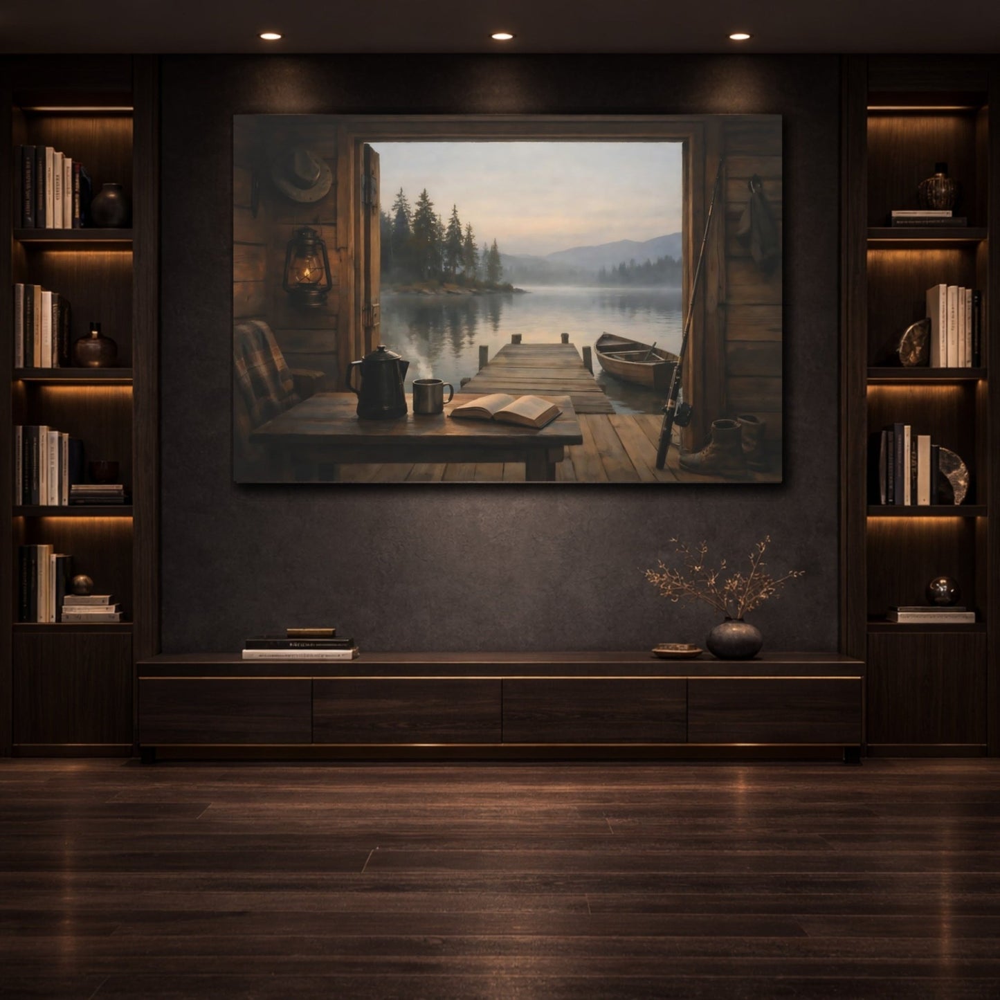 Nature Lake View Rustic - Canvas Wall Art Print - YesArtYes
