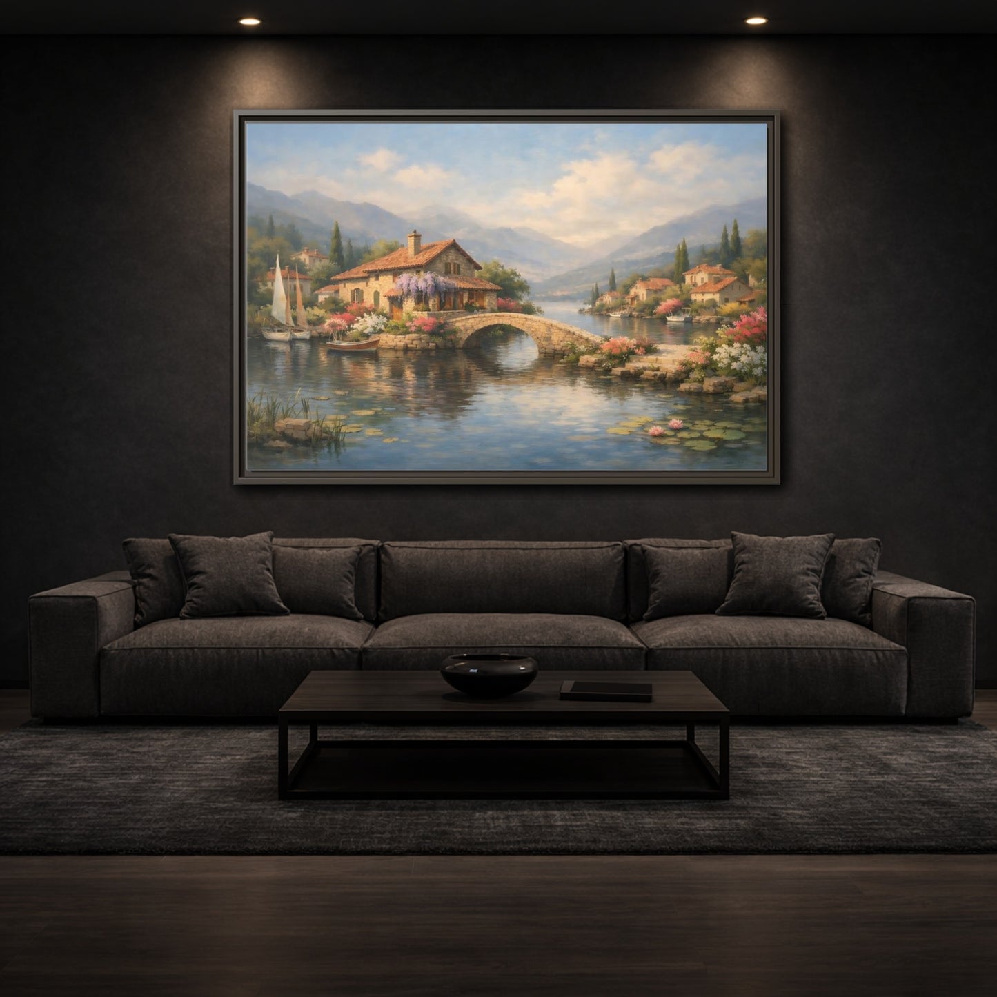 Mockup 2. Nature Lakeside Village Lakeside Village shown as stretched canvas wall art