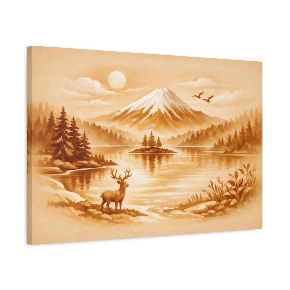 Nature Latte Art Deer - Canvas Wall Art Print - YesArtYes