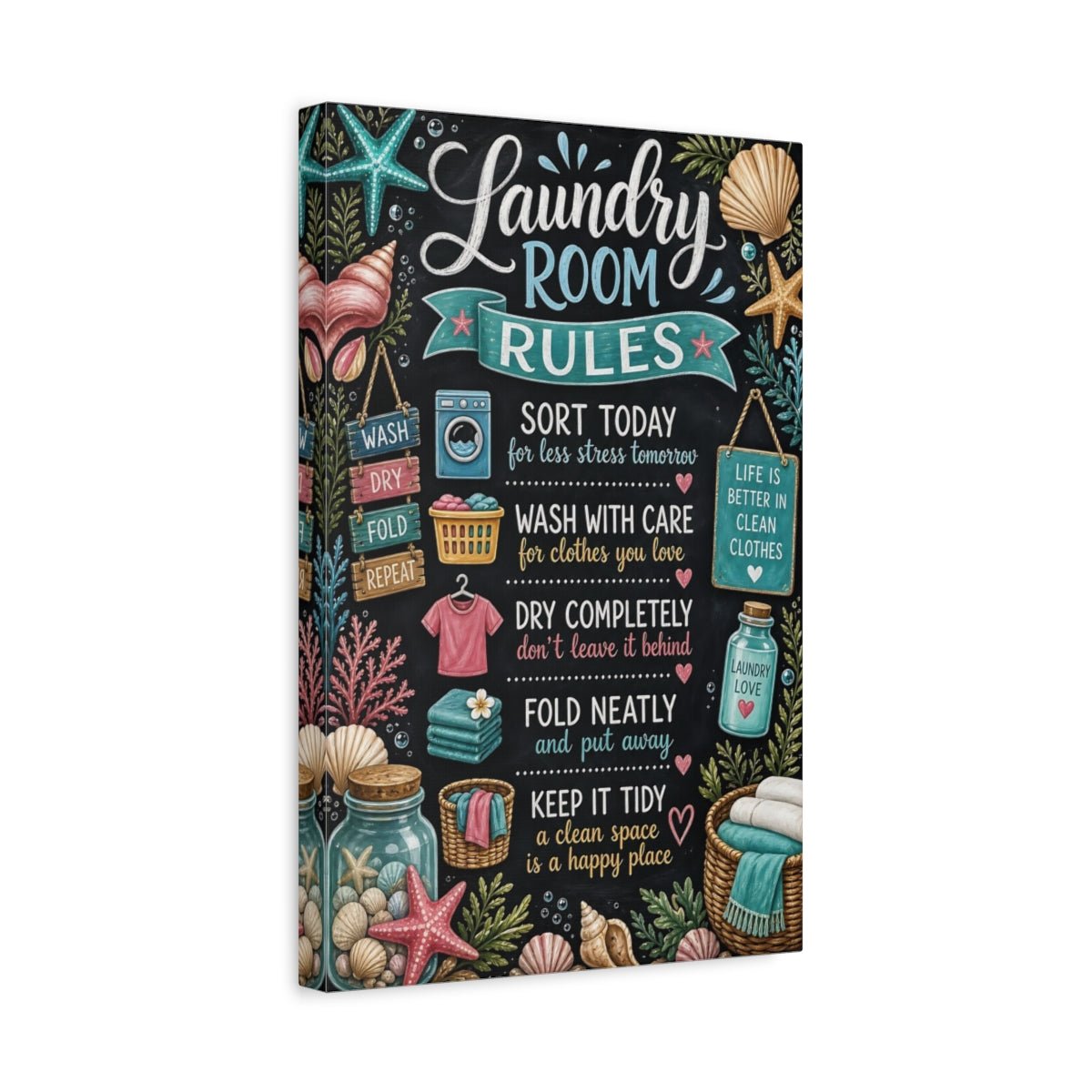 Nature Laundry Rules Chalkboard Canvas Wall Art Print – Room, Statement - YesArtYes