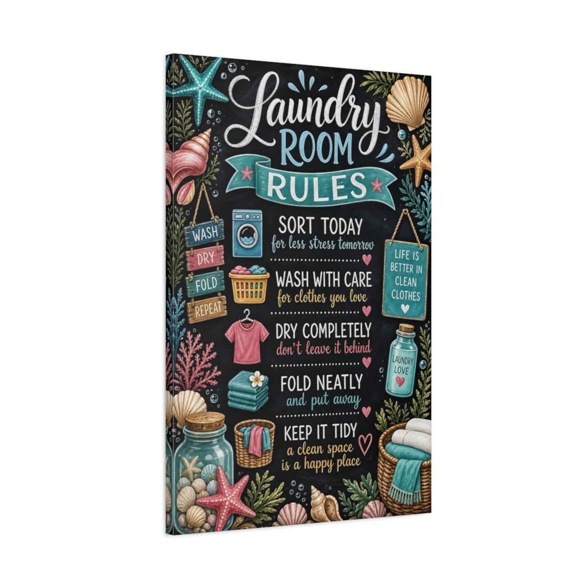 Nature Laundry Rules Chalkboard Canvas Wall Art Print – Room, Statement - YesArtYes