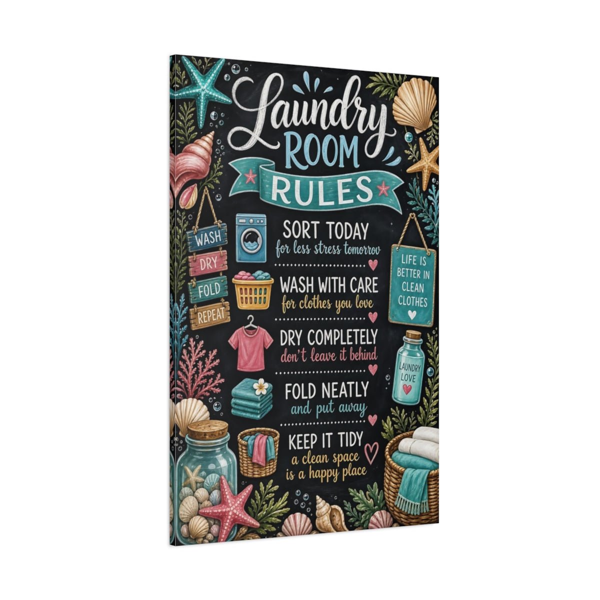 Nature Laundry Rules Chalkboard Canvas Wall Art Print – Room, Statement - YesArtYes