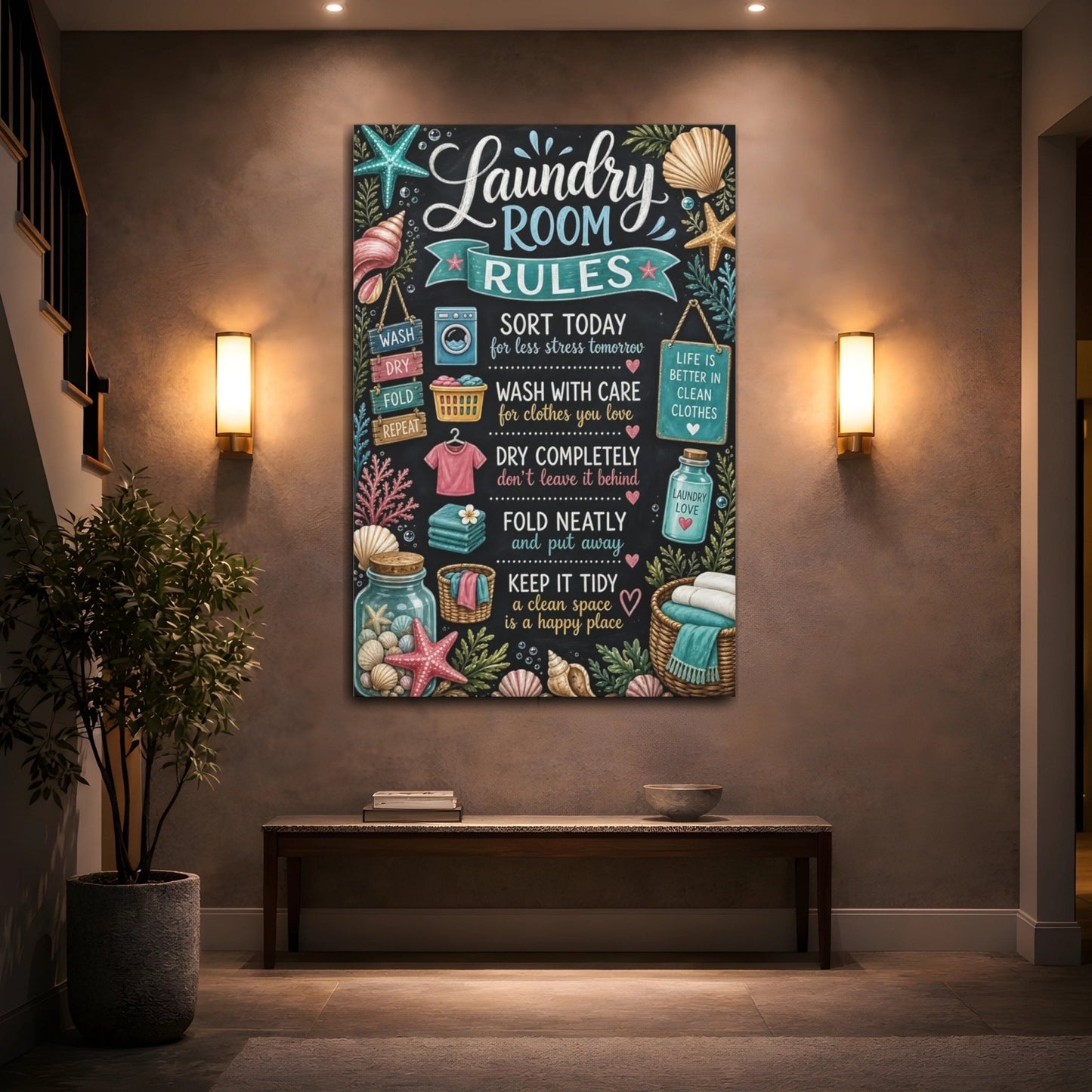 Nature Laundry Rules Chalkboard Canvas Wall Art Print – Room, Statement - YesArtYes