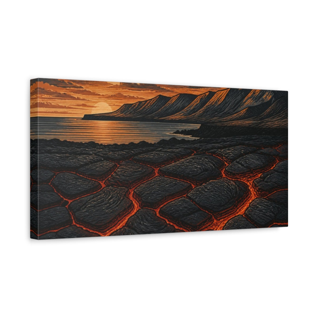 Side Mockup 3. Nature Lava Coastline shown as canvas print