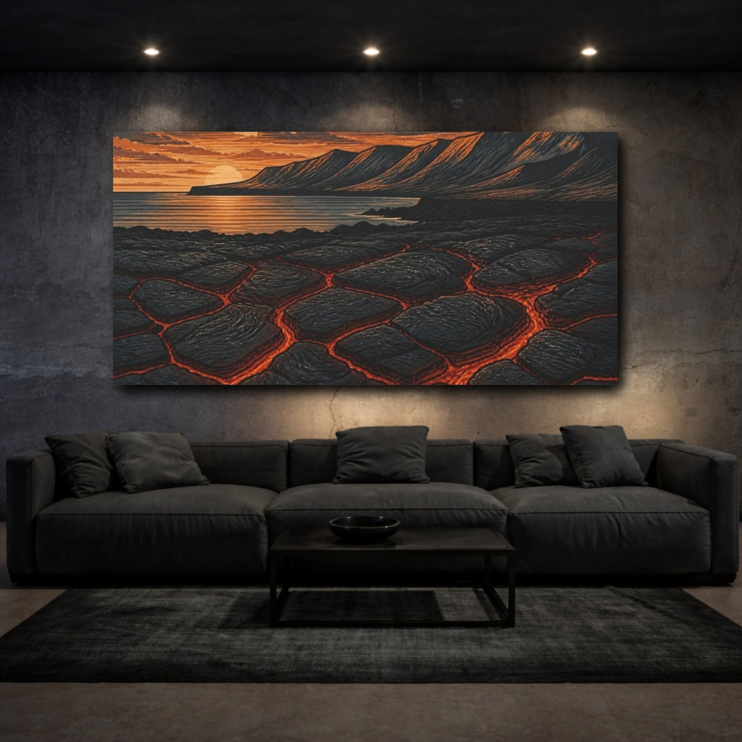 Mockup 3. Nature Lava Coastline shown as canvas print