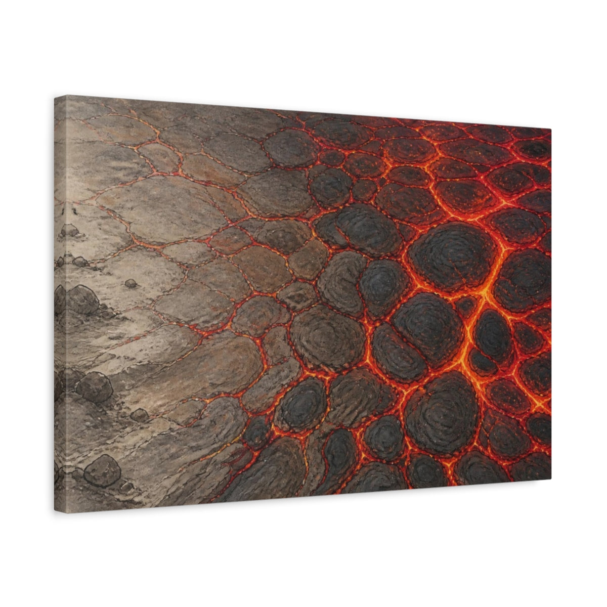 Side Mockup 3. Nature Lava Field shown as canvas print