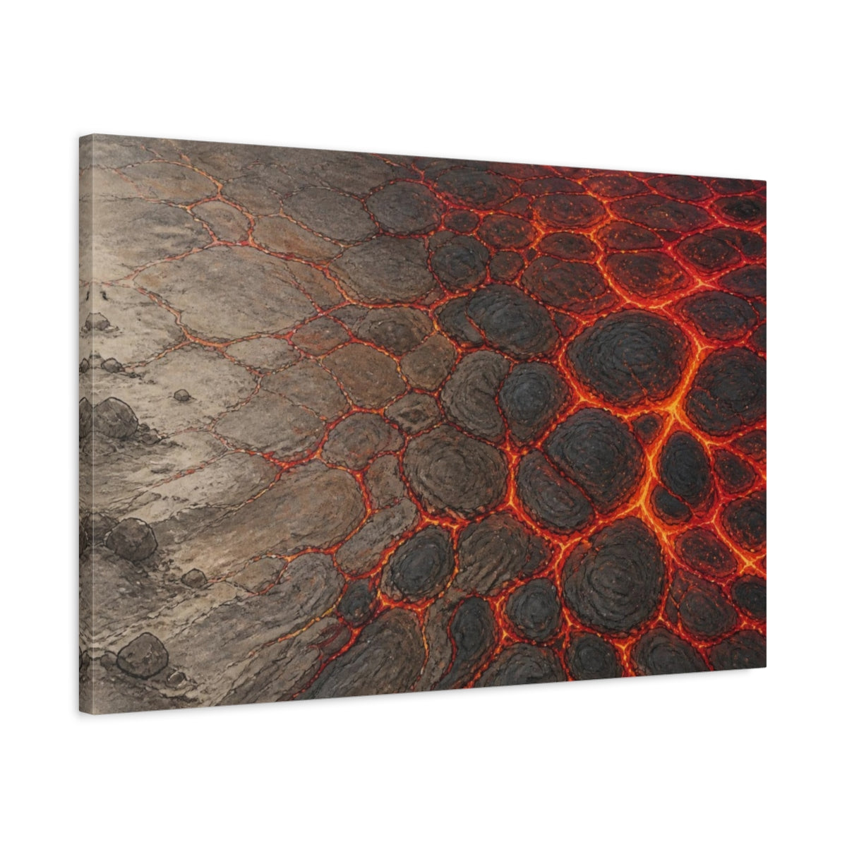 Side Mockup 2. Nature Lava Field shown as canvas print