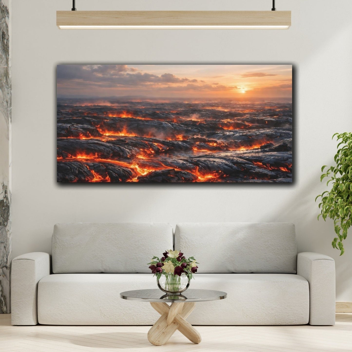 Nature Lava Field Orange And Black - Canvas Wall Art Print - YesArtYes