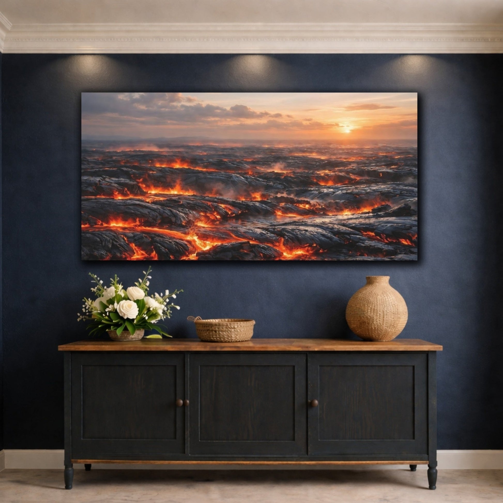 Nature Lava Field Orange And Black - Canvas Wall Art Print - YesArtYes