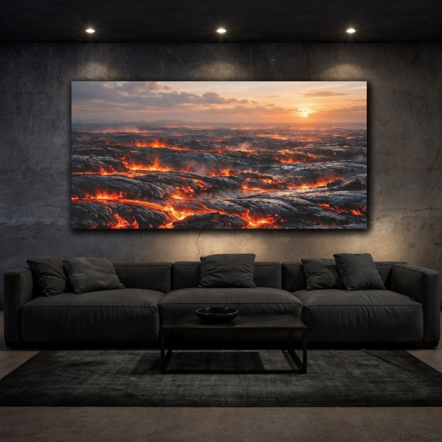 Nature Lava Field Orange And Black - Canvas Wall Art Print - YesArtYes