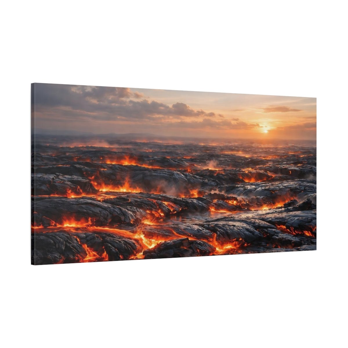 Nature Lava Field Orange And Black - Canvas Wall Art Print - YesArtYes
