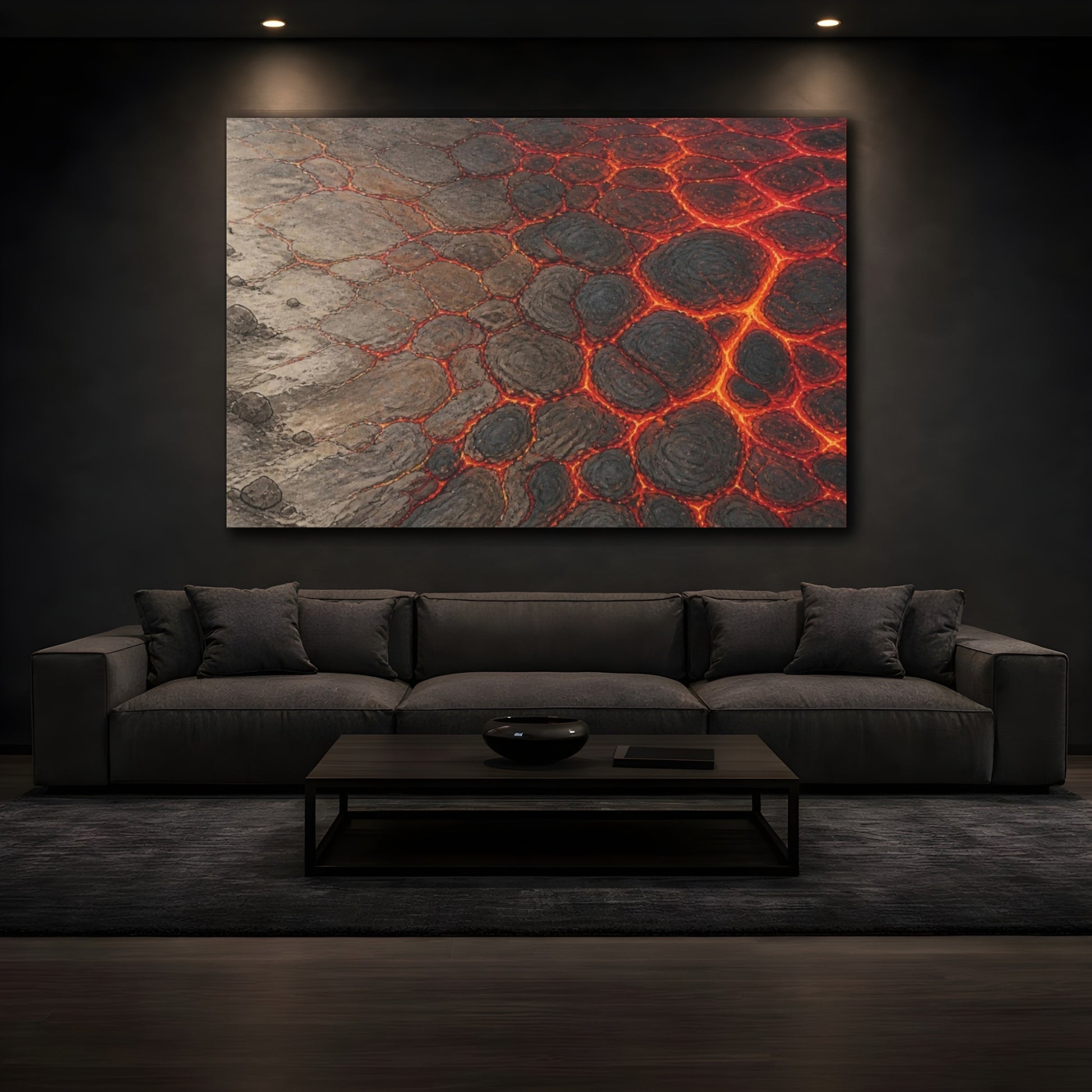 Mockup 3. Nature Lava Field shown as canvas print