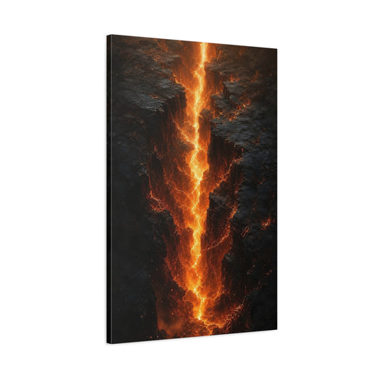 Main Mockup. Nature Lava Fissure Orange And Black shown as stretched canvas wall art