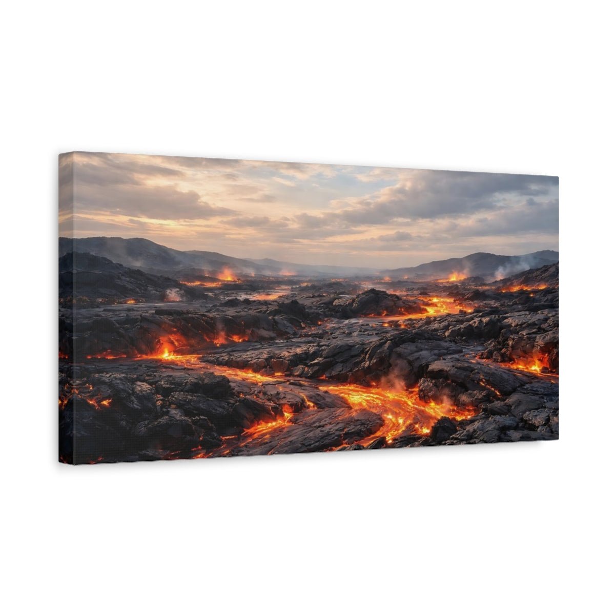 Nature Lava Flow Black And Orange - Canvas Wall Art Print - YesArtYes