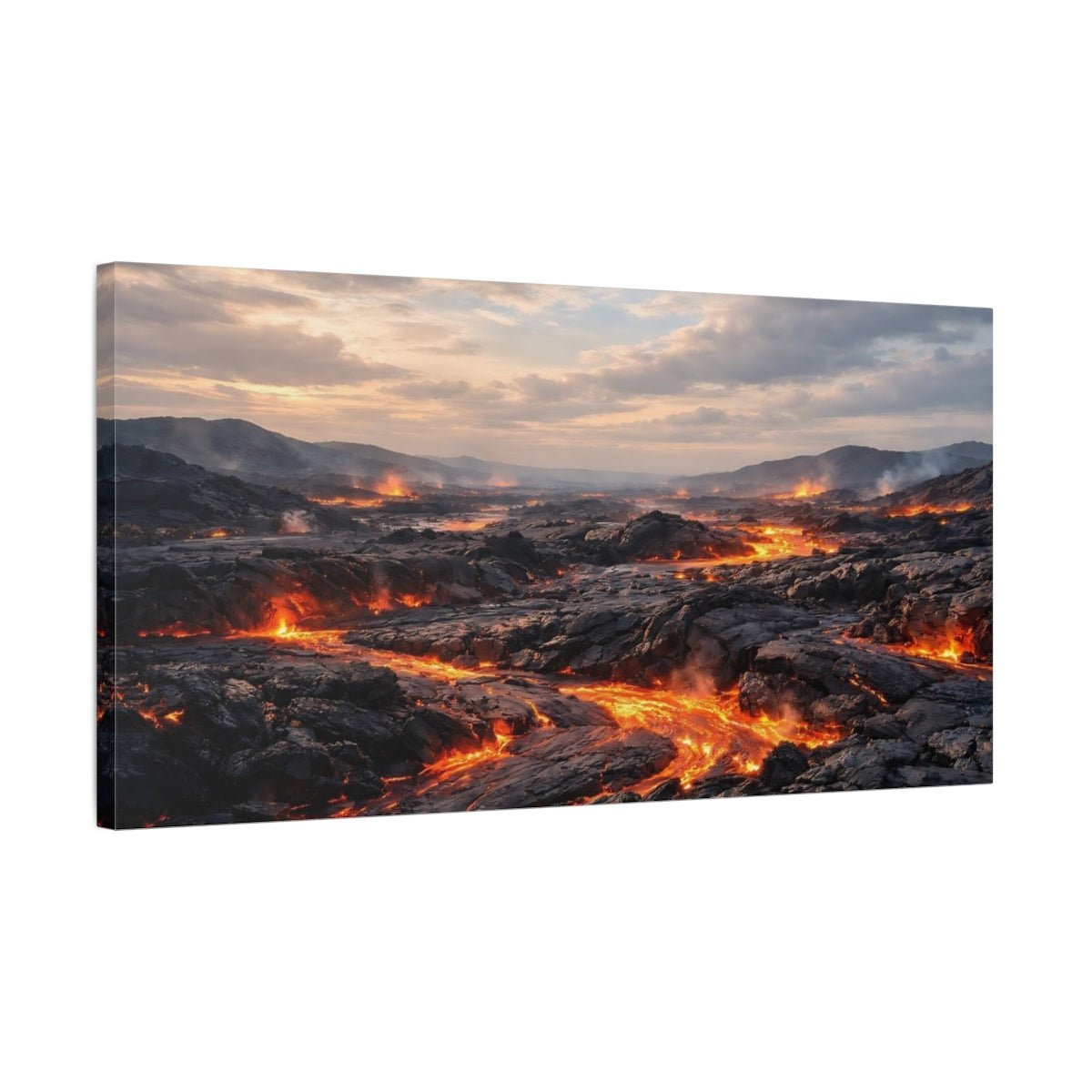 Nature Lava Flow Black And Orange - Canvas Wall Art Print - YesArtYes