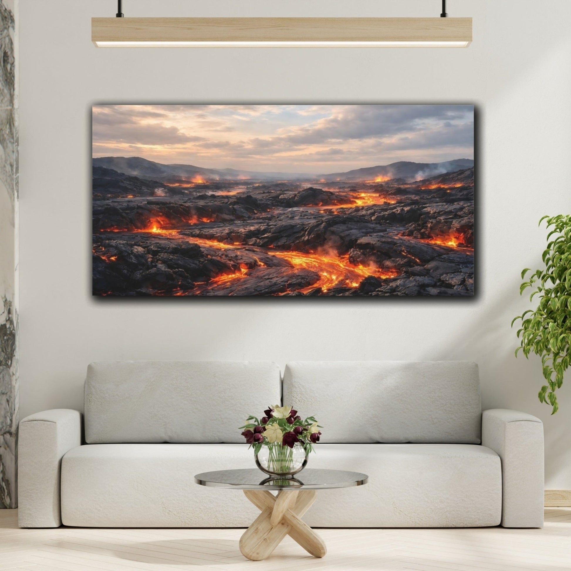 Nature Lava Flow Black And Orange - Canvas Wall Art Print - YesArtYes