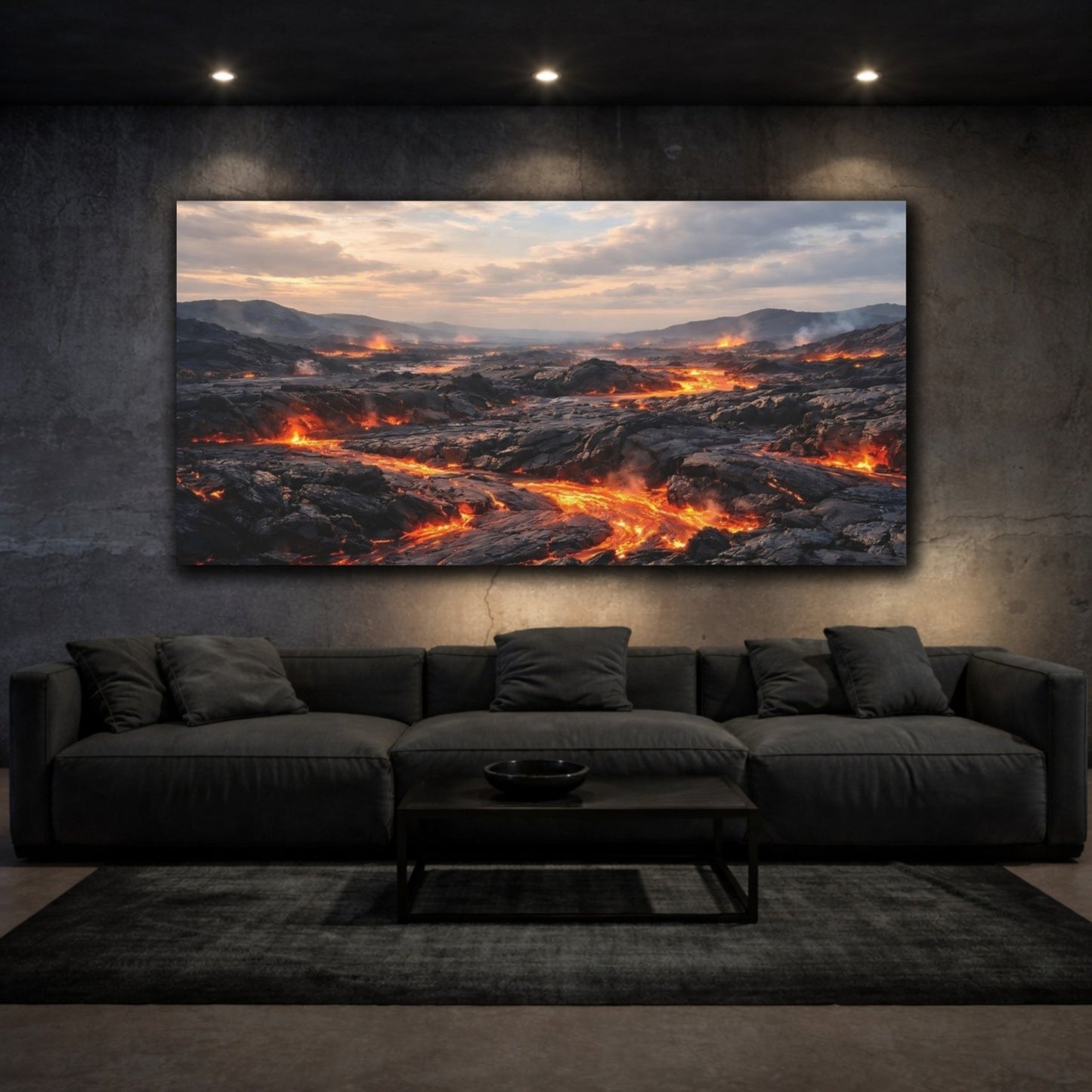 Nature Lava Flow Black And Orange - Canvas Wall Art Print - YesArtYes