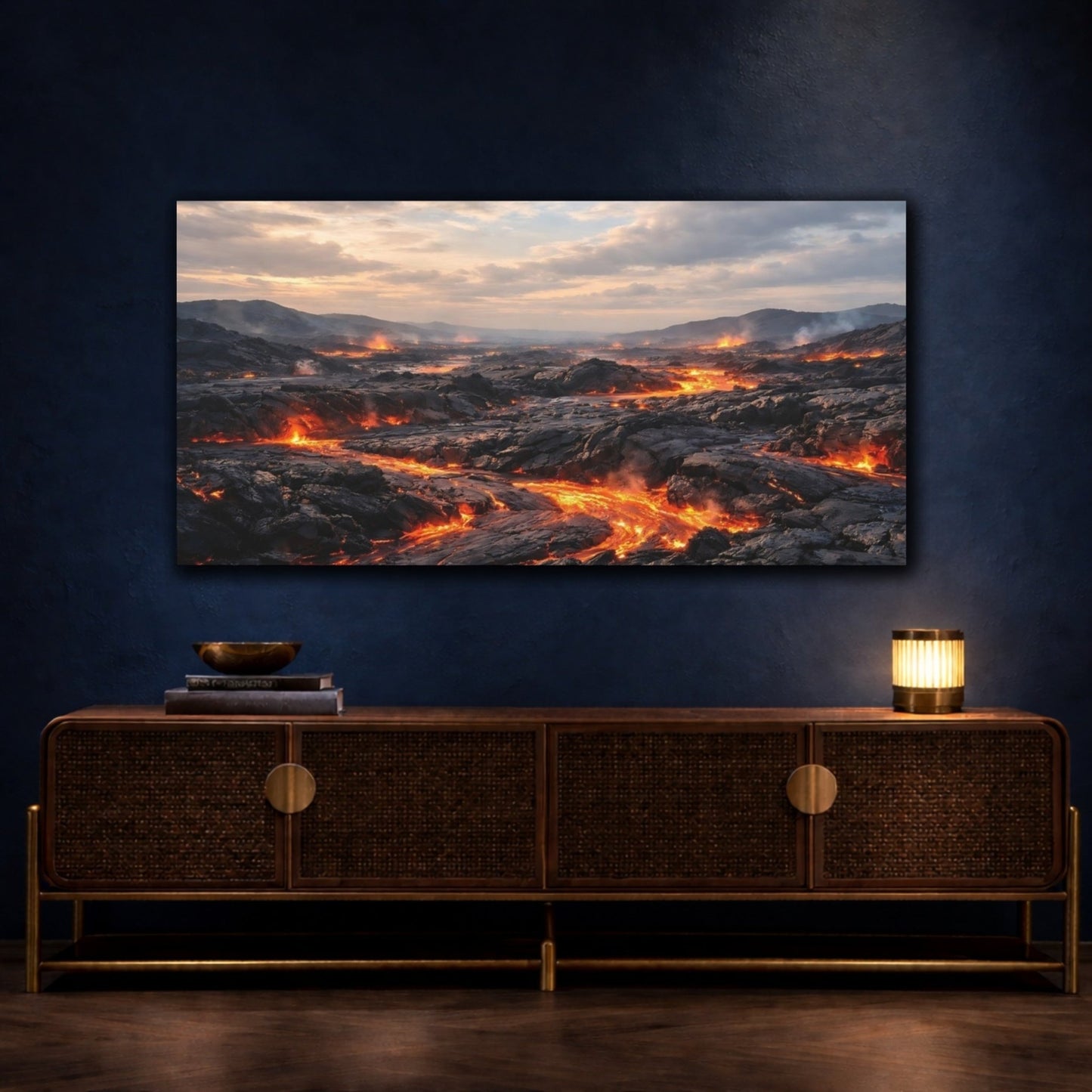 Nature Lava Flow Black And Orange - Canvas Wall Art Print - YesArtYes