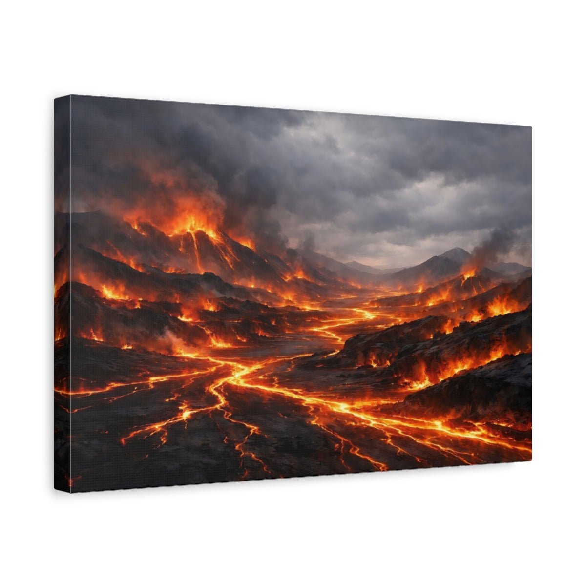 Nature Lava Flow Fiery Landscape - Canvas Wall Art Print - YesArtYes