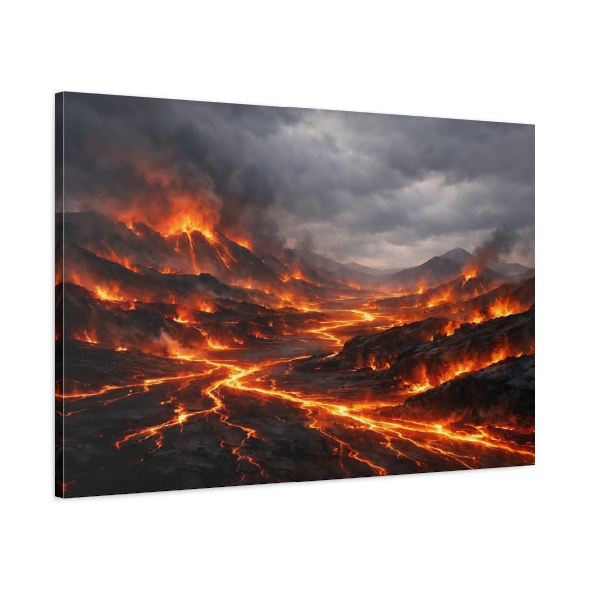 Nature Lava Flow Fiery Landscape - Canvas Wall Art Print - YesArtYes