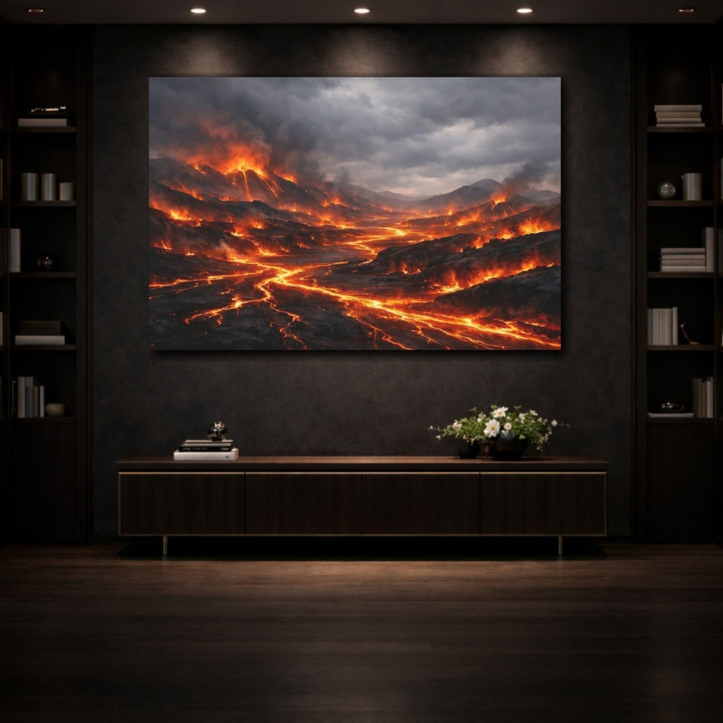 Nature Lava Flow Fiery Landscape - Canvas Wall Art Print - YesArtYes