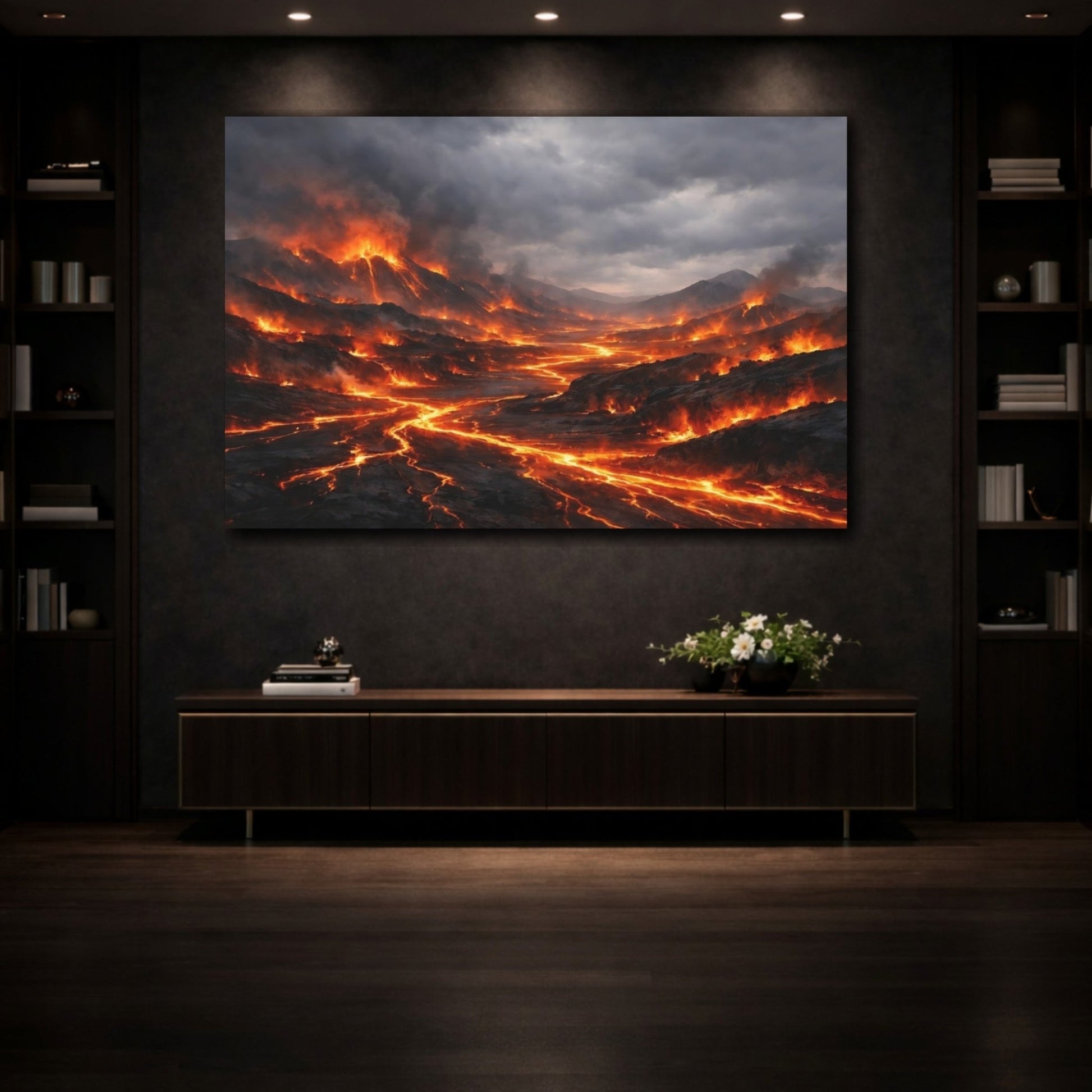 Nature Lava Flow Fiery Landscape - Canvas Wall Art Print - YesArtYes