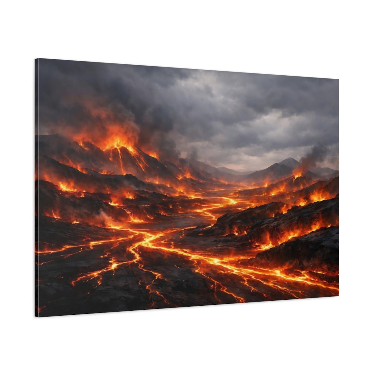Nature Lava Flow Fiery Landscape - Canvas Wall Art Print - YesArtYes