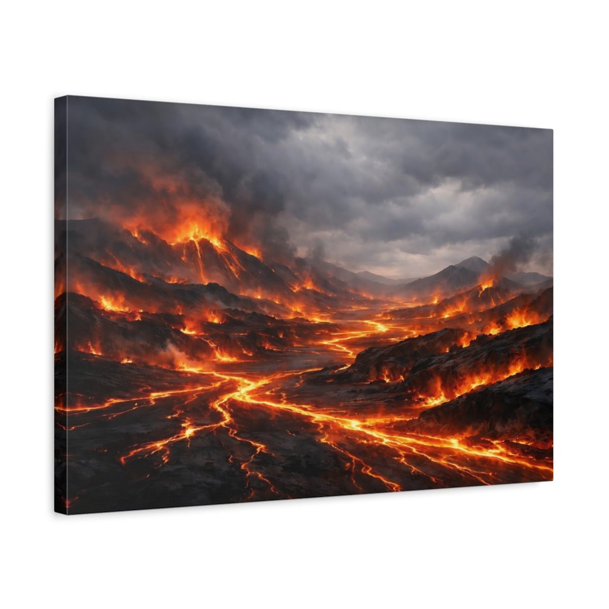 Nature Lava Flow Fiery Landscape - Canvas Wall Art Print - YesArtYes
