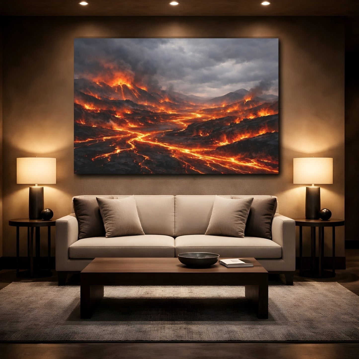 Nature Lava Flow Fiery Landscape - Canvas Wall Art Print - YesArtYes