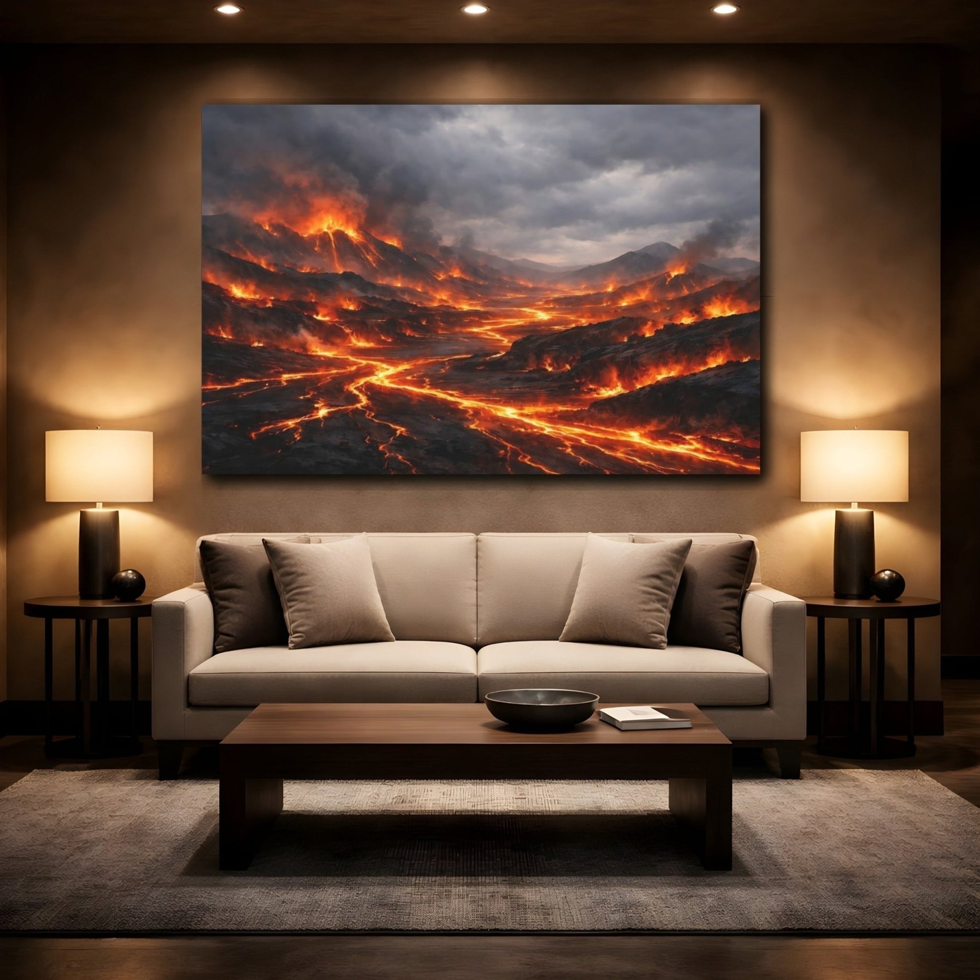 Nature Lava Flow Fiery Landscape - Canvas Wall Art Print - YesArtYes