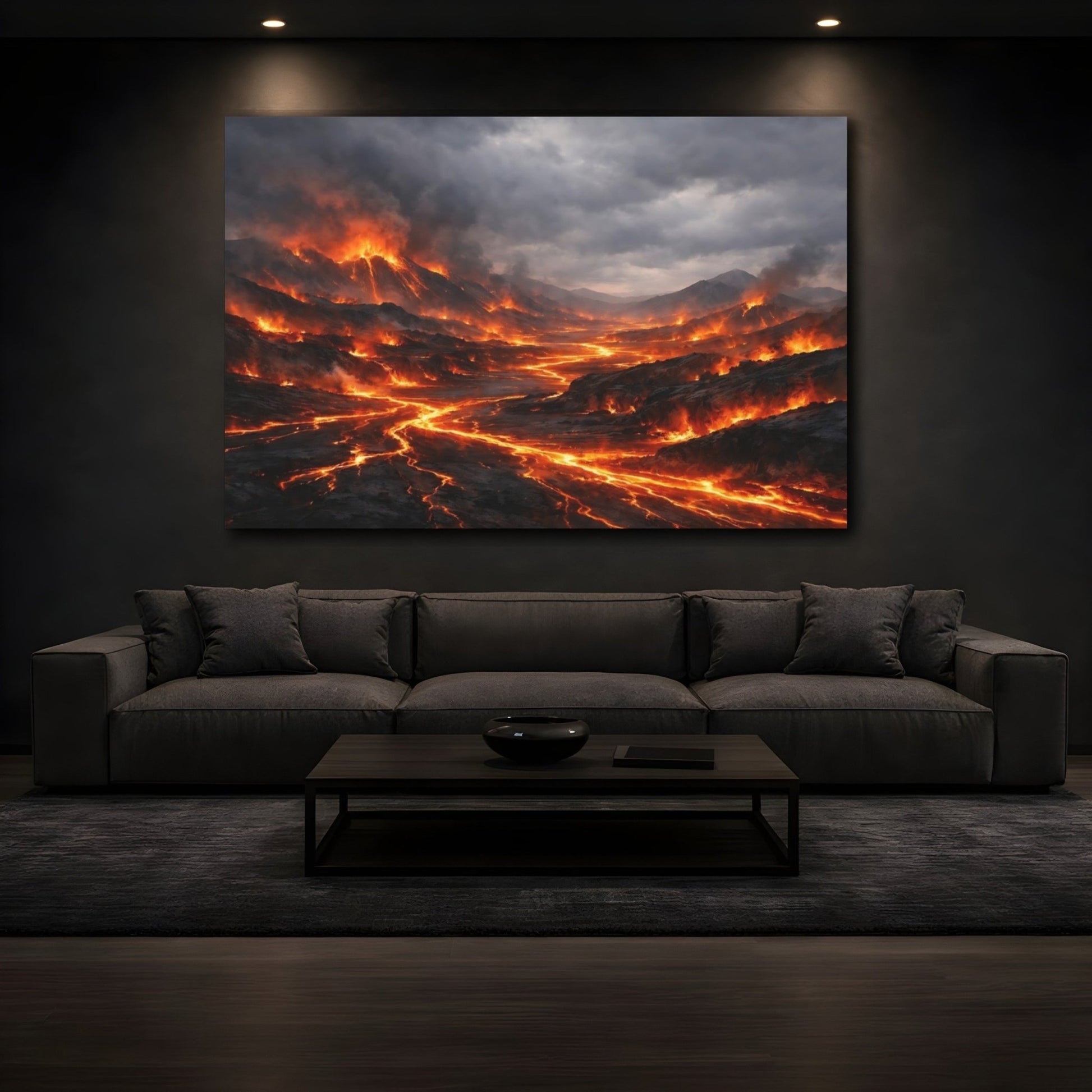 Nature Lava Flow Fiery Landscape - Canvas Wall Art Print - YesArtYes