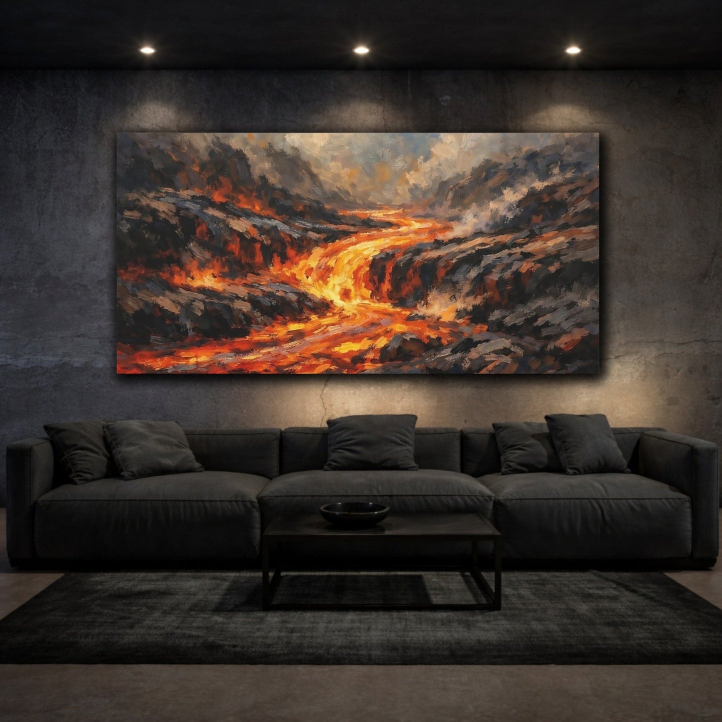 Nature Lava Flow Orange And Grey - Canvas Wall Art Print - YesArtYes