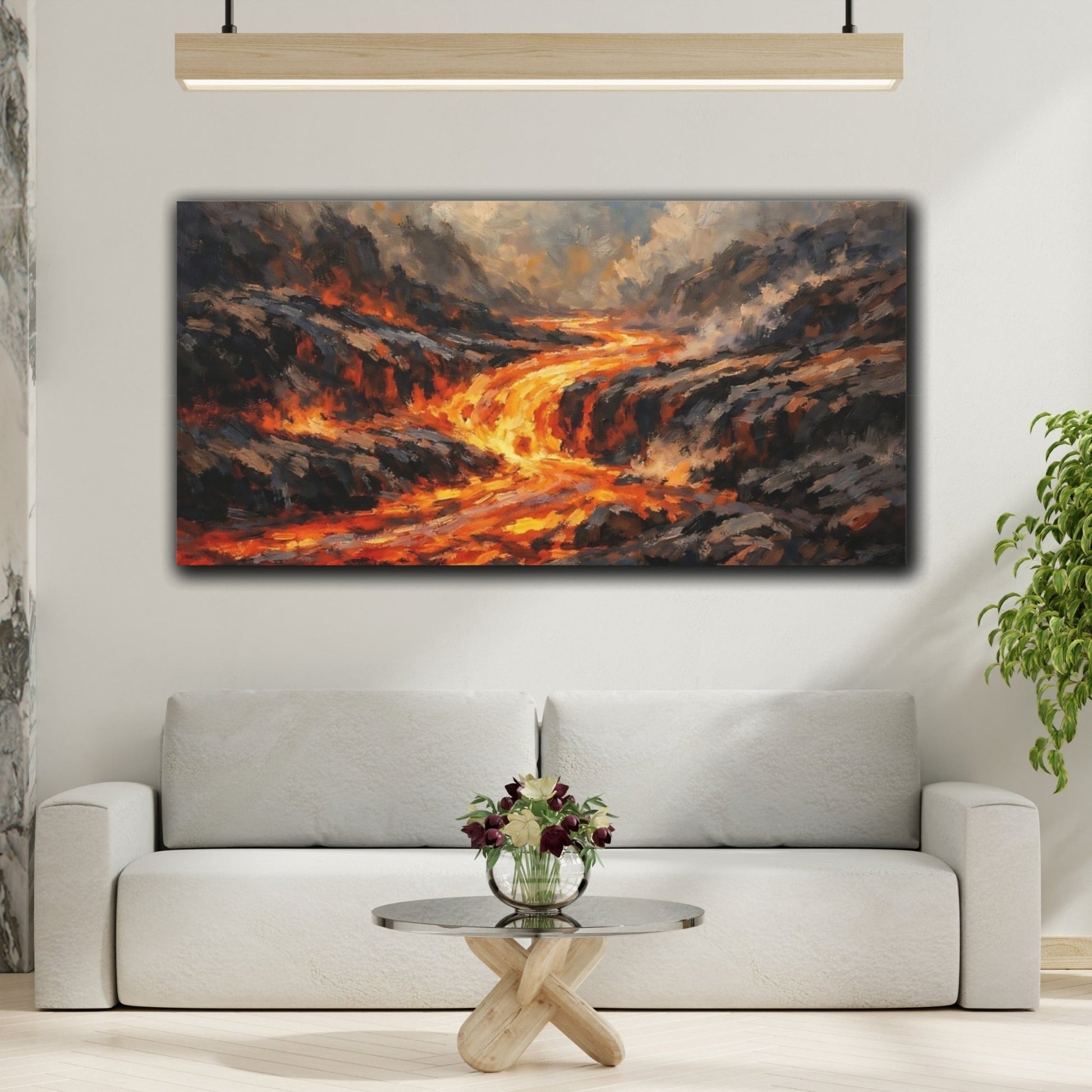 Nature Lava Flow Orange And Grey - Canvas Wall Art Print - YesArtYes