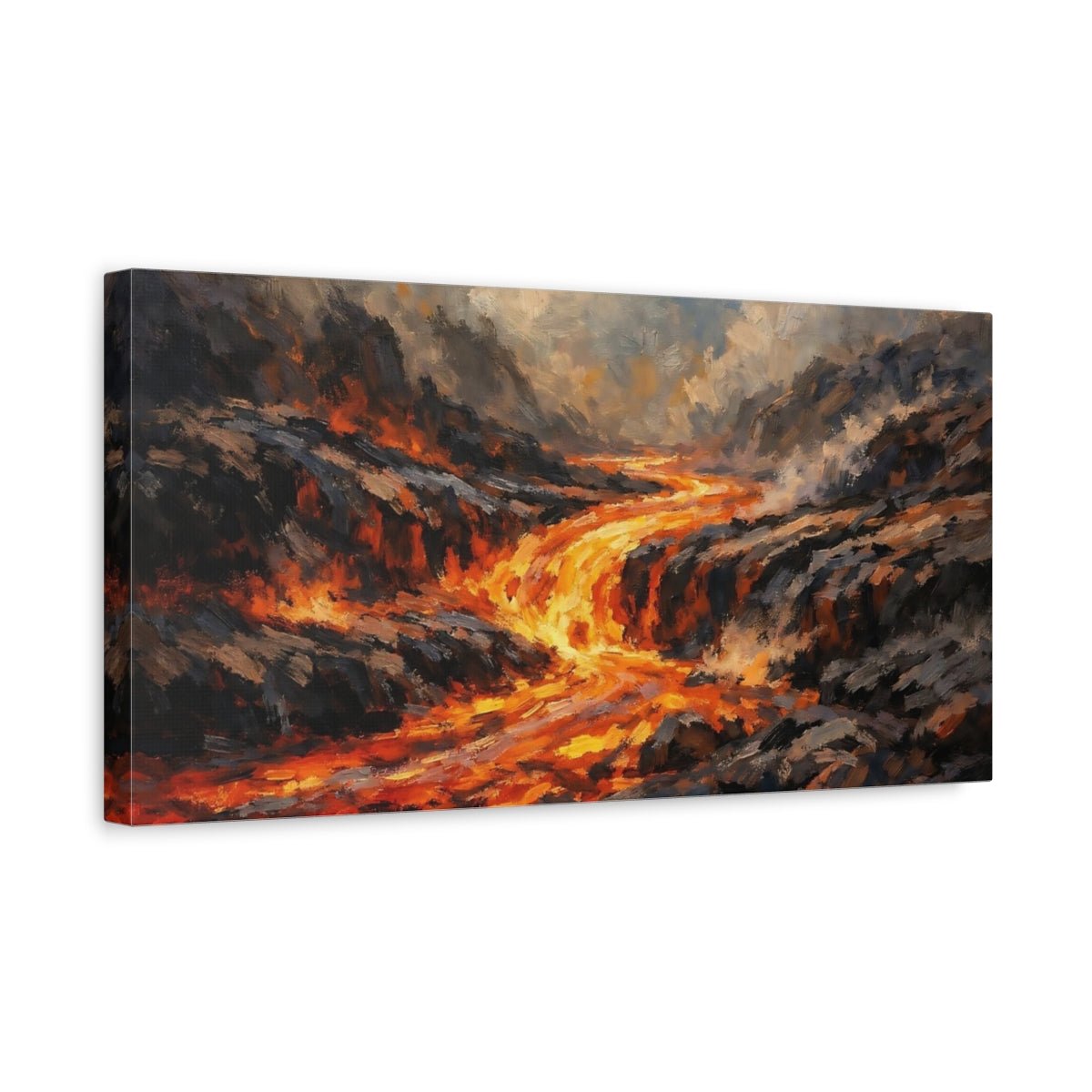 Nature Lava Flow Orange And Grey - Canvas Wall Art Print - YesArtYes