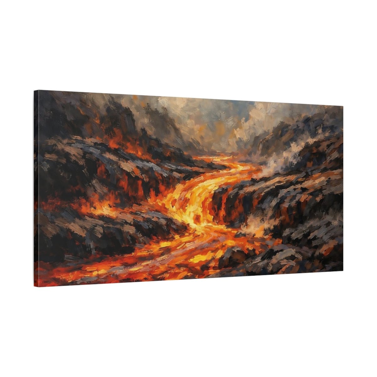 Nature Lava Flow Orange And Grey - Canvas Wall Art Print - YesArtYes