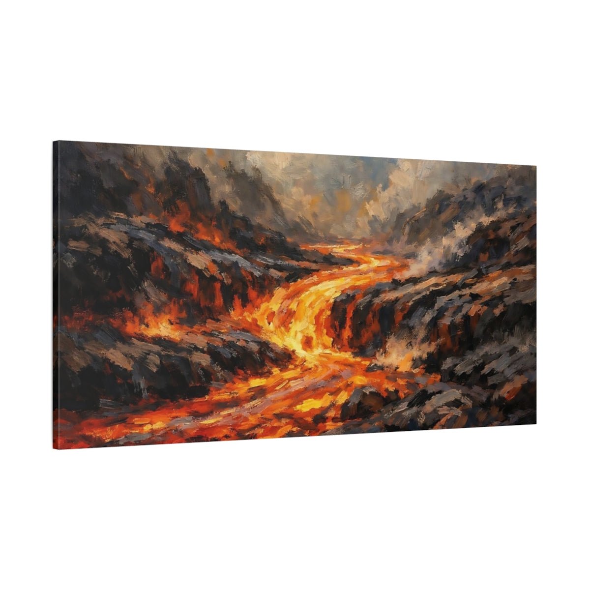 Nature Lava Flow Orange And Grey - Canvas Wall Art Print - YesArtYes