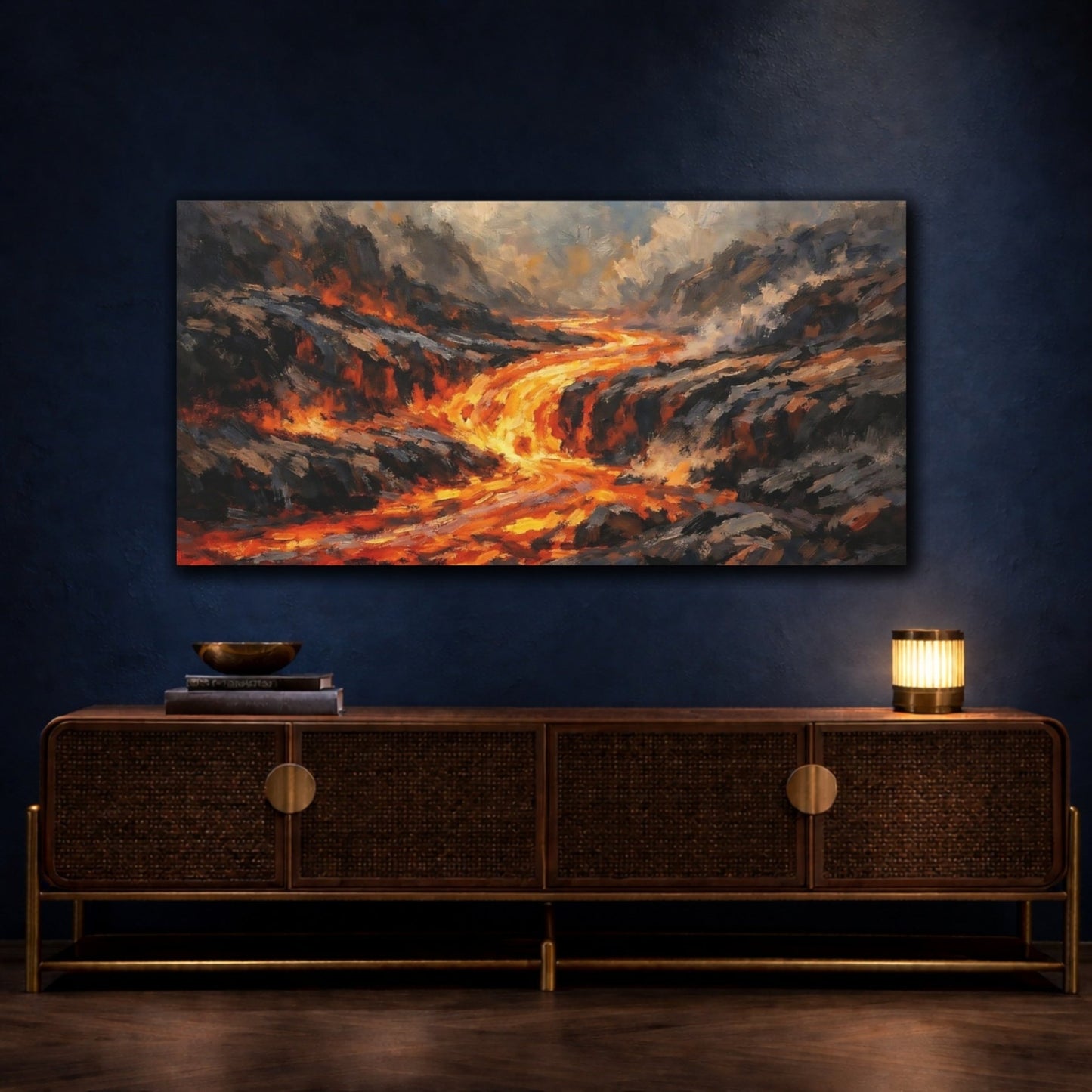 Nature Lava Flow Orange And Grey - Canvas Wall Art Print - YesArtYes