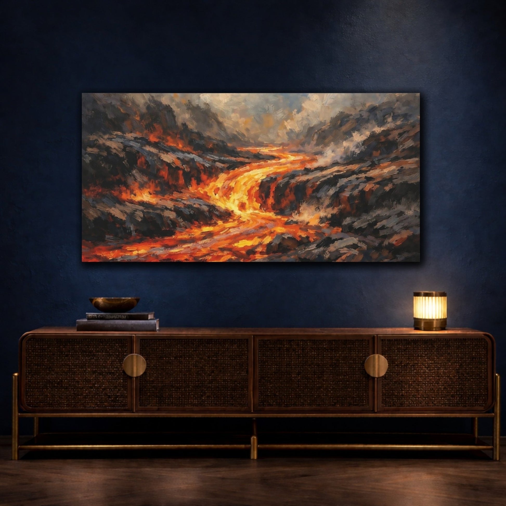 Nature Lava Flow Orange And Grey - Canvas Wall Art Print - YesArtYes