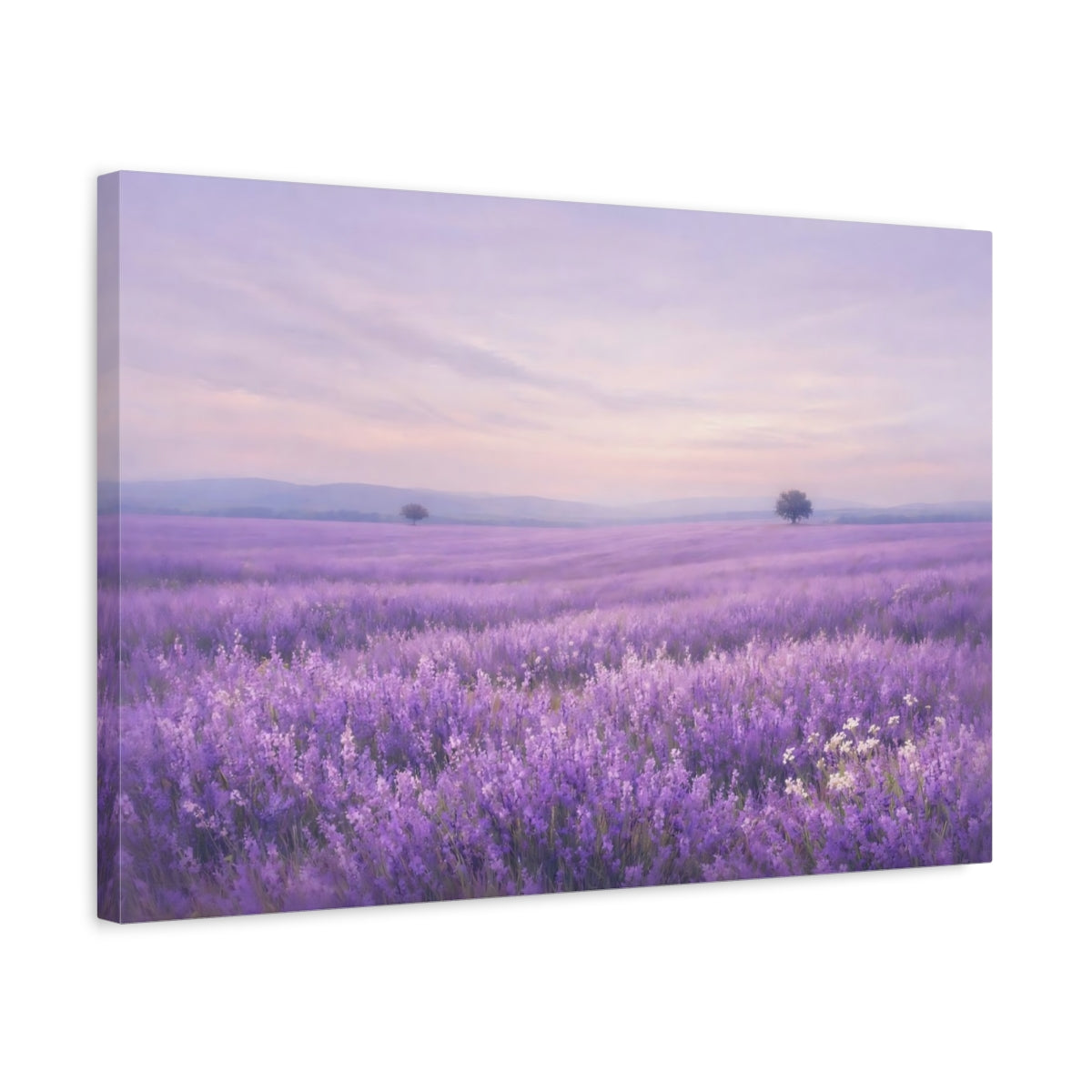 Side Mockup 3. Nature Lavender Field Lavender Field shown as stretched canvas wall art