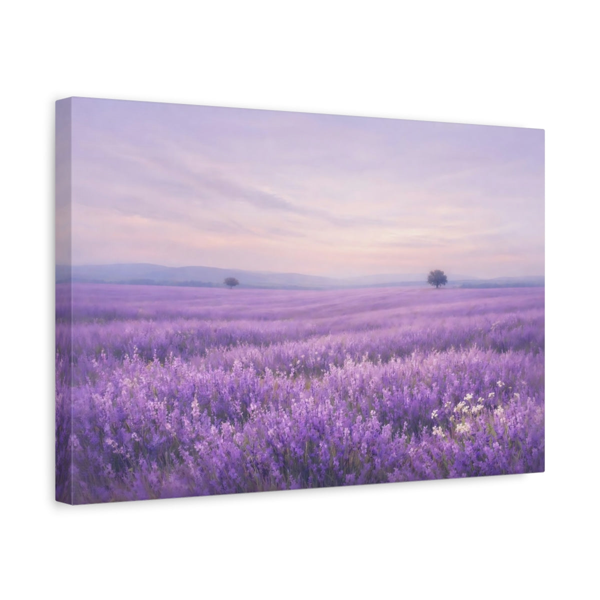Side Mockup 4. Nature Lavender Field Lavender Field shown as stretched canvas wall art