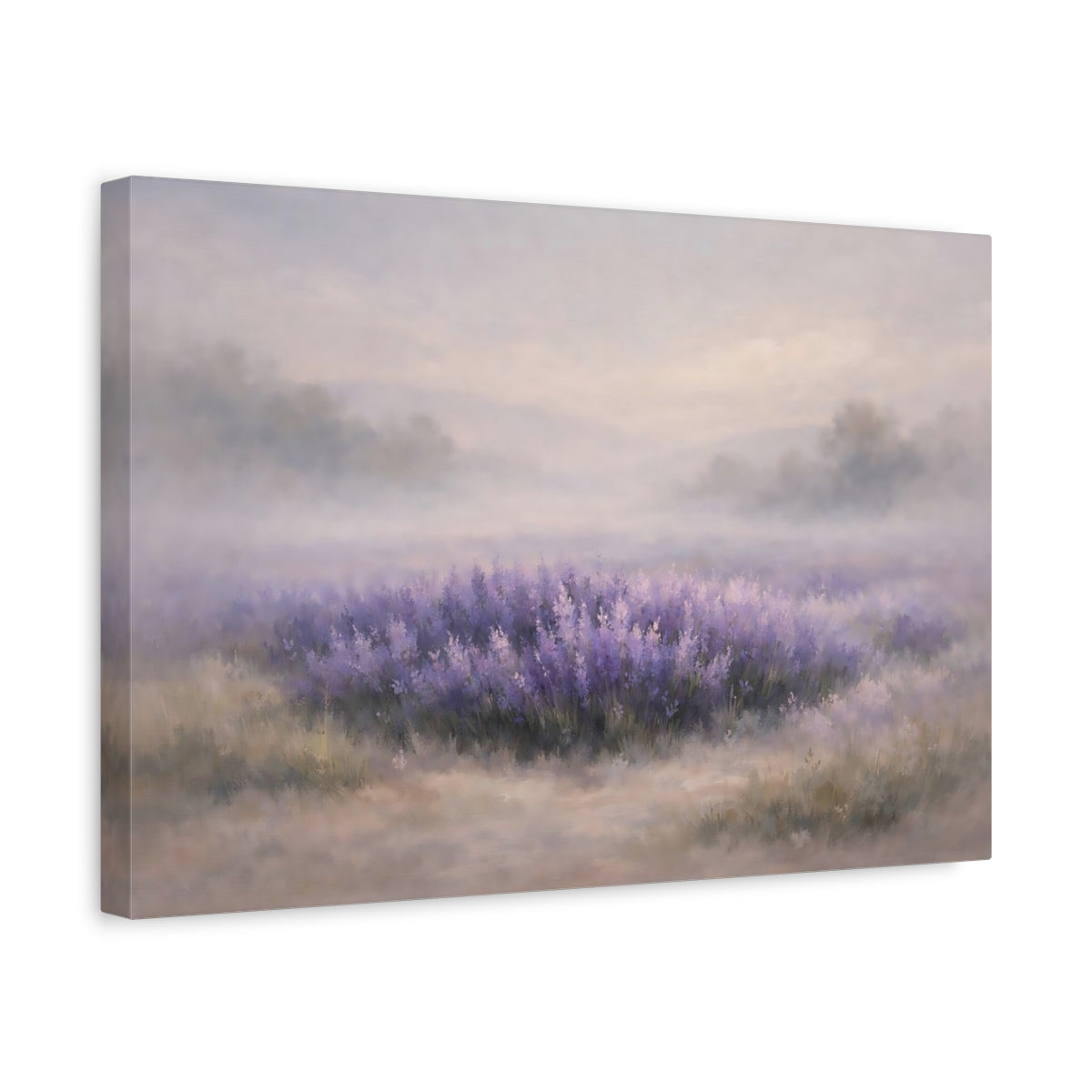 Side Mockup 4. Nature Lavender Field Lavender Landscape shown as stretched canvas wall art