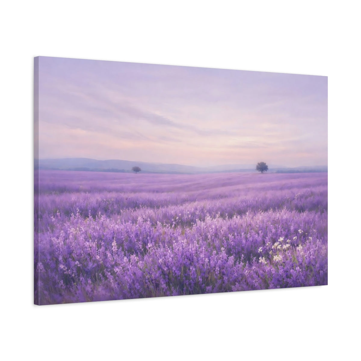 Main Mockup. Nature Lavender Field Lavender Field shown as stretched canvas wall art
