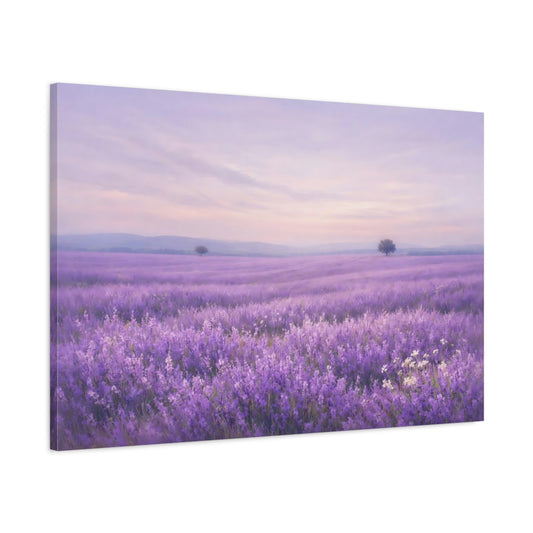 Main Mockup. Nature Lavender Field Lavender Field shown as stretched canvas wall art