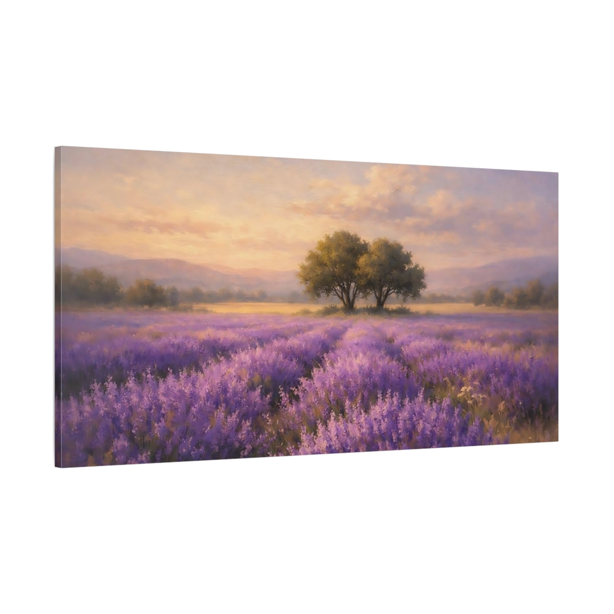 Main Mockup. Nature Lavender Field Lavender Field Purple shown as stretched canvas wall art