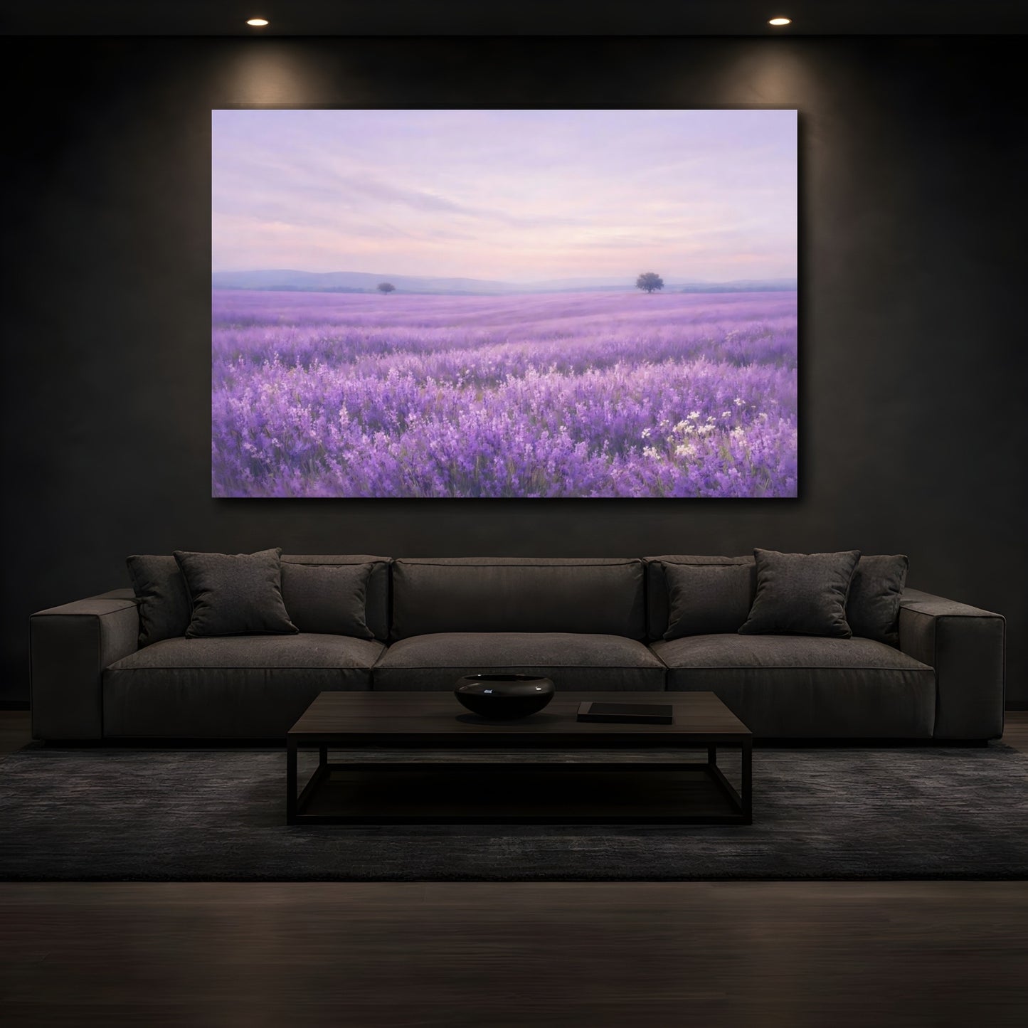 Mockup 2. Nature Lavender Field Lavender Field shown as stretched canvas wall art