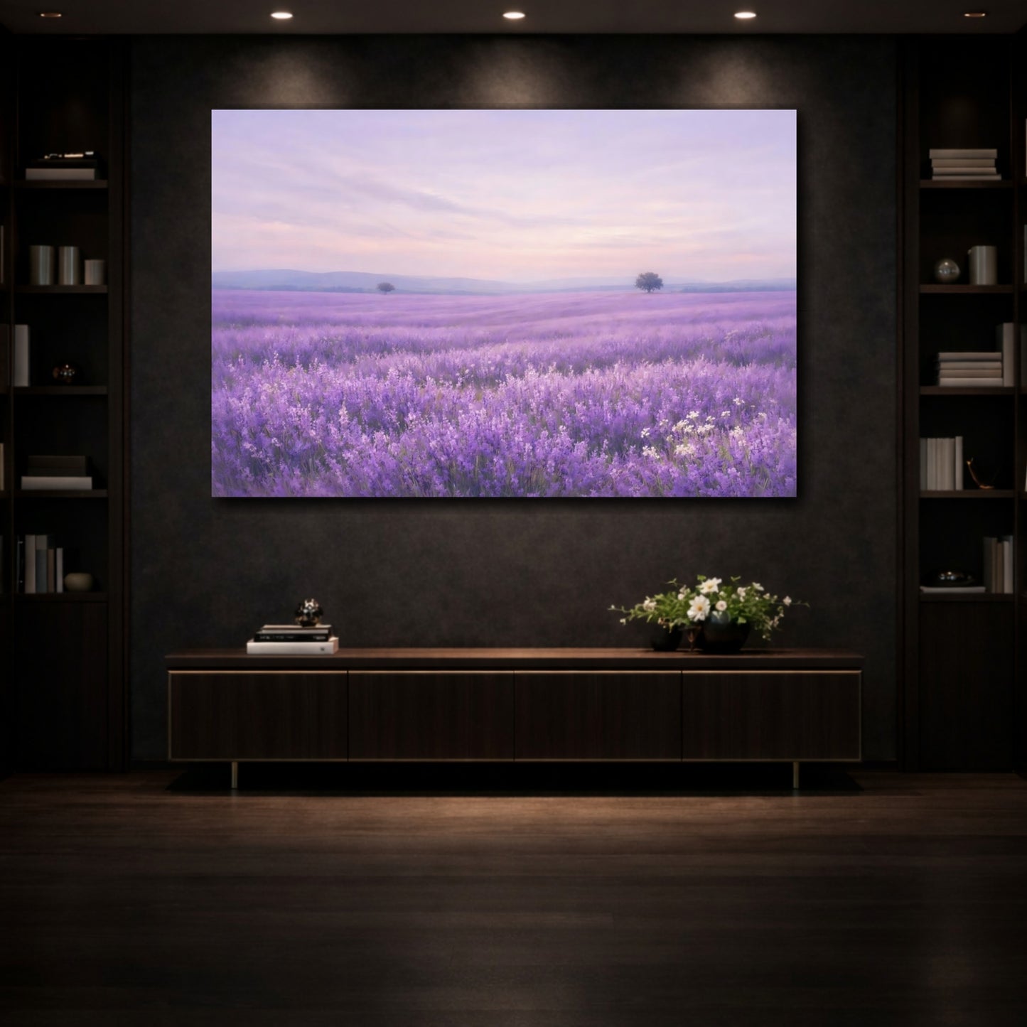 Mockup 4. Nature Lavender Field Lavender Field shown as stretched canvas wall art