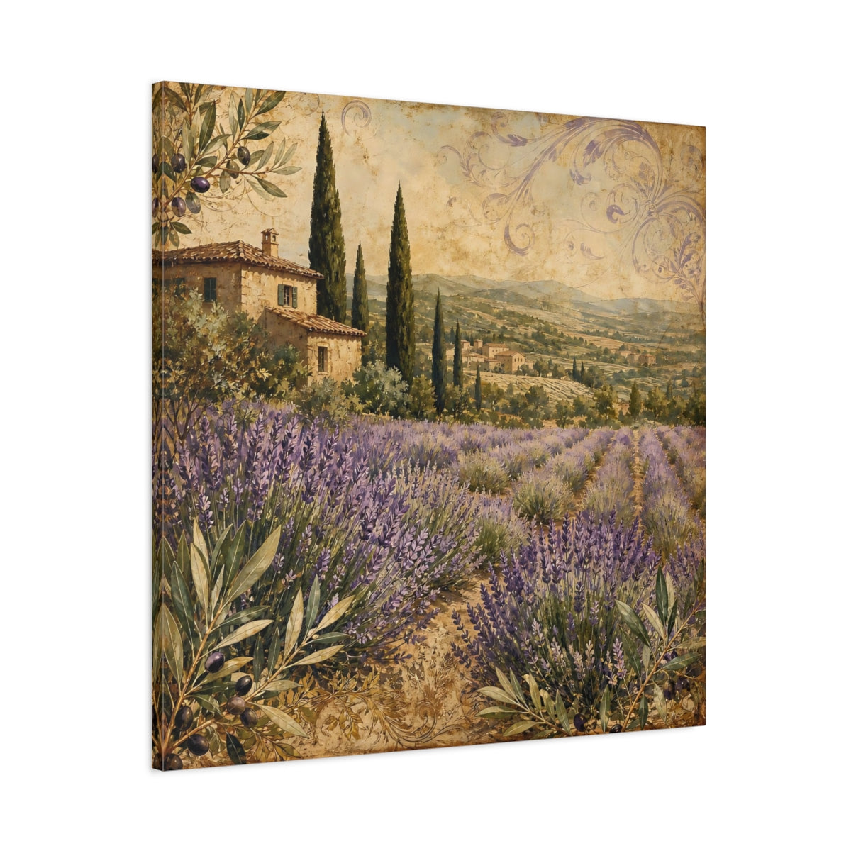 Main Mockup. Nature Lavender Field Lavender Landscape shown as stretched canvas wall art